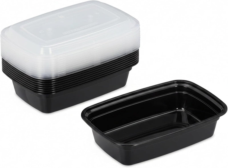 Laden Sie das Bild in Galerie -Viewer, Meal prep bakjes set van 10 stuks 1 liter zwart
