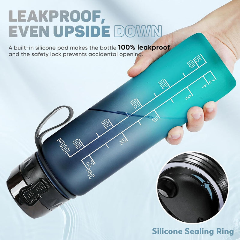 Laden Sie das Bild in Galerie -Viewer, Drinkfles 1 liter BPA-vrij met antislip grip en lekvrije sluiting – waterfles – sportfles
