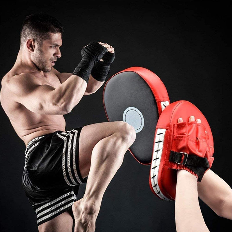 Laad afbeelding in Galerijviewer, Doel Kick Boxing Pads Wanten Leren Boksen Schild Curve Boksen Pad Gebogen Leer Boksen Pads MMA Muay Thai Training
