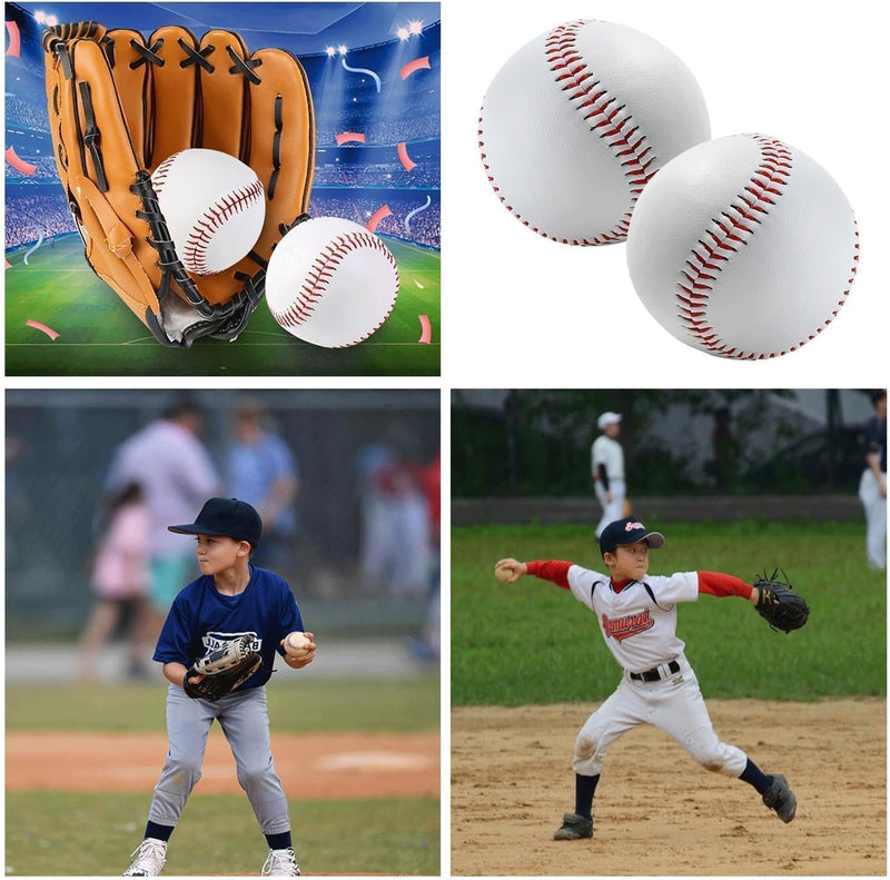 Laad afbeelding in Galerijviewer, 2 stuks honkbalballen, met de hand genaaid, zachte baseballs, 22,9 cm baseball, PU zachte honkbal, training honkbal, honkbal softbal, voor volwassenen en jongeren
