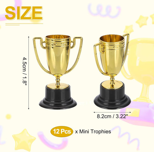 Mini trophies 12 pieces 8.2 cm gold-colored – small sports cups – awards and trophies
