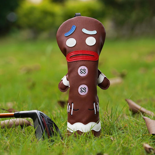 Golfclub beschermhoes met grappig koekjesmonster ontwerp van kunstleer – driver headcover – golfdecoratie