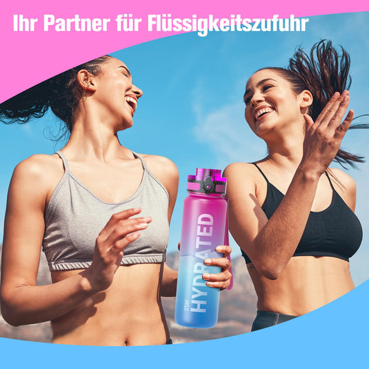 Drinkfles 750 ml BPA-vrij met tijdmarkeringen en lekvrije dop – waterfles – sportfles