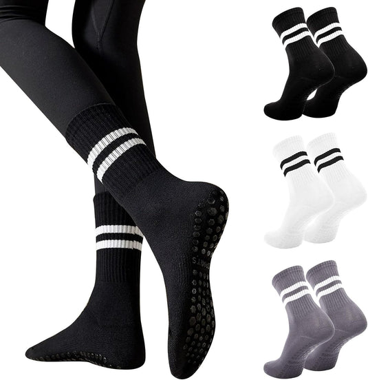 Antislip pilatessokken dames set van 3 paar