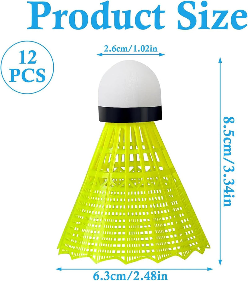 Charger l’image dans la visionneuse de galerie, Volants de badminton 12 pièces en nylon avec tête en mousse pour intérieur et extérieur – volants de badminton – accessoires de raquette
