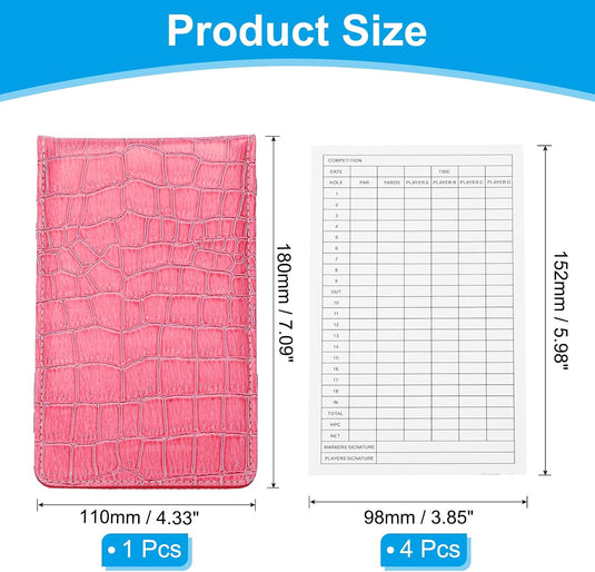 Golf scorecard holder made of PU leather 18 x 11 cm with 4 score sheets – yardage booklet – golf score recording