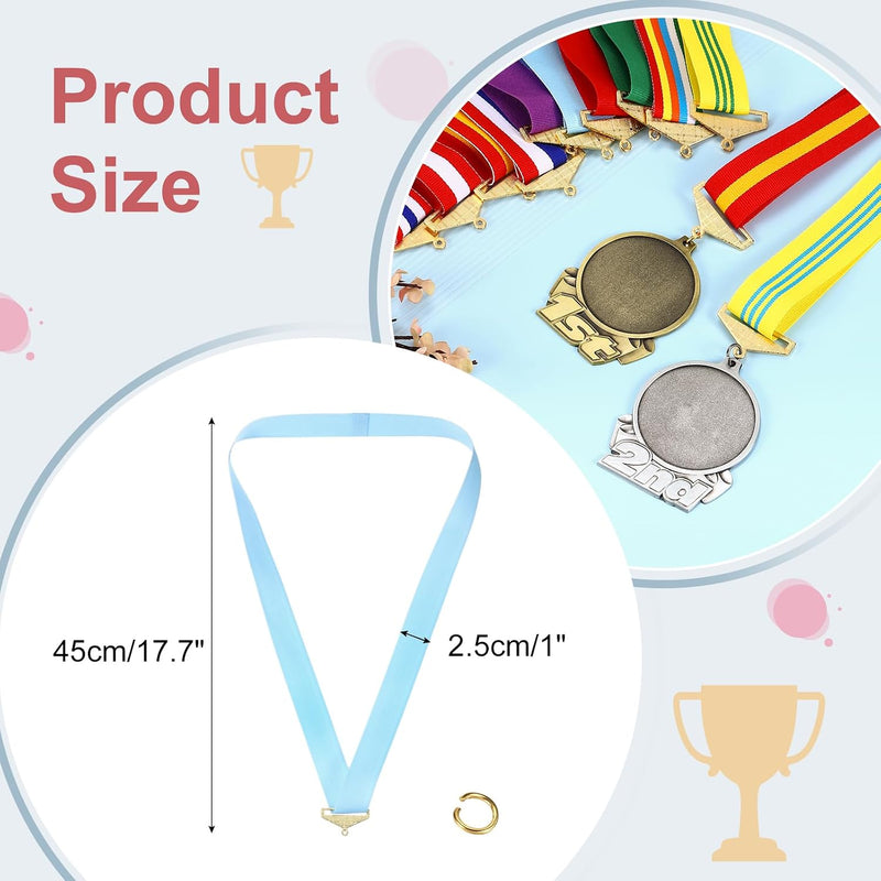 Carica immagine in Galleria Viewer, Medaille neklinten 12 stuks 45 x 2,5 cm hemelsblauw met klikclip – award linten – sport accessoires
