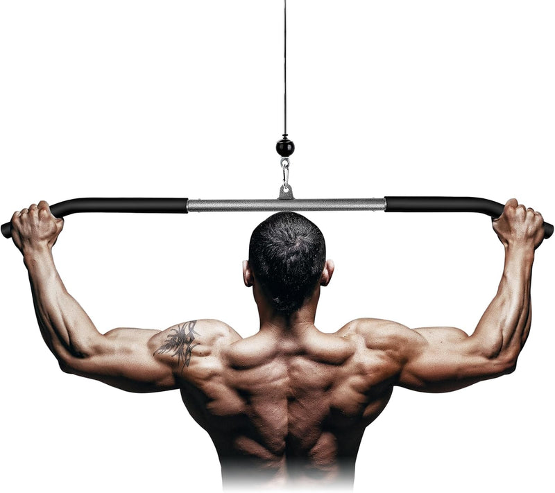Laden Sie das Bild in Galerie -Viewer, Lat pulldown bar 85 of 100 cm met EVA antislip handgrepen tot 130 kg – kabelstang – fitness accessoire
