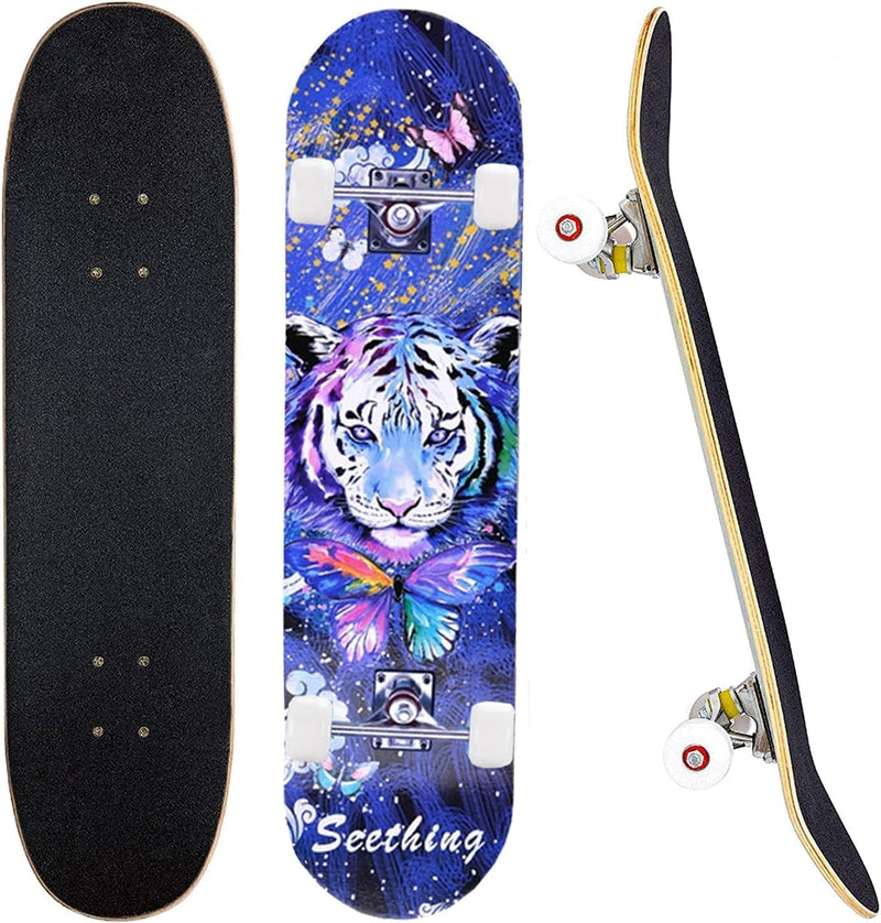 Load image into Gallery viewer, Compleet skateboard 78,7 x 20,3 cm met 7-laags esdoorn deck en ABEC-7 lagers – beginners skateboard

