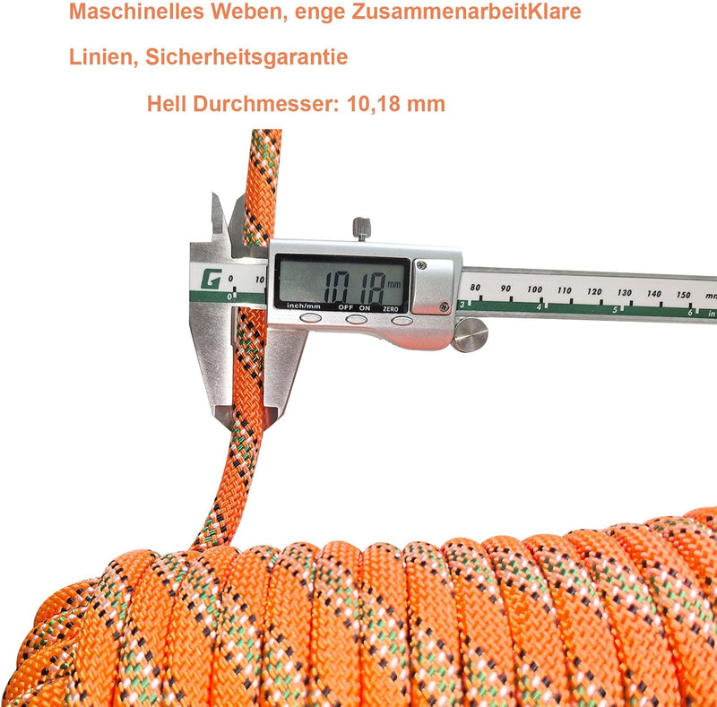 Laden Sie das Bild in Galerie -Viewer, Statisch outdoor touw 10 m x 10 mm – met 2 karabijnhaken voor camping, vissen en survival
