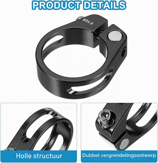 Fiets zadelpenklem 34,9 mm (2 stuks) - Aluminium zitbuis klem - Zadelpen klem mountainbike & racefiets