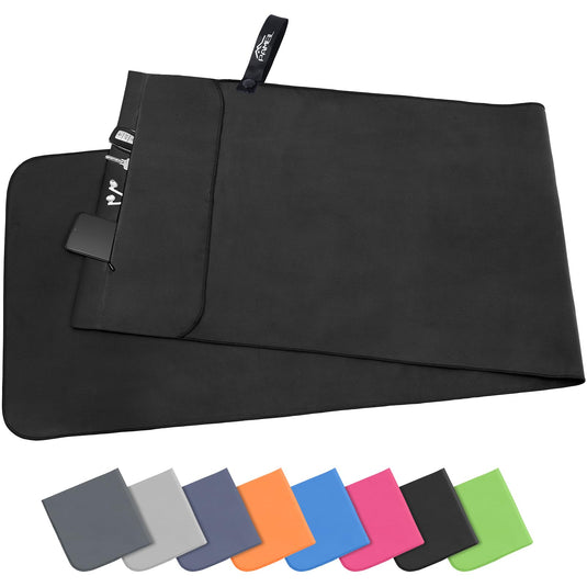 Fitnesshanddoek Microvezel 120x50 cm Sneldrogend met Ritsvak – Sporthanddoek – Reishanddoek
