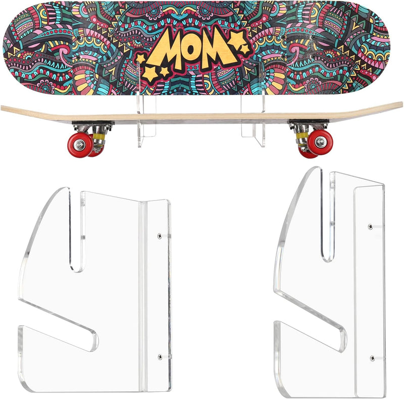 Laad afbeelding in Galerijviewer, Skateboard wandhouder van transparant acryl – horizontaal boardrek – longboard skateboard accessoires
