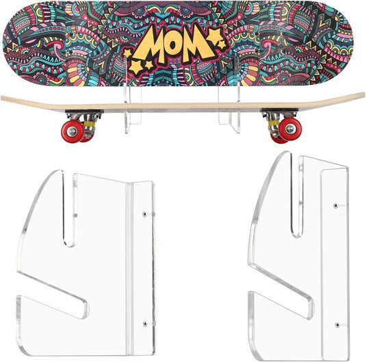 Skateboard wandhouder van transparant acryl – horizontaal boardrek – longboard skateboard accessoires