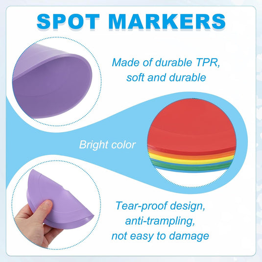 Vloermarkers 10 stuks 15,5 cm antislip wit – platte trainingskegels – voetbal basketbal accessoires