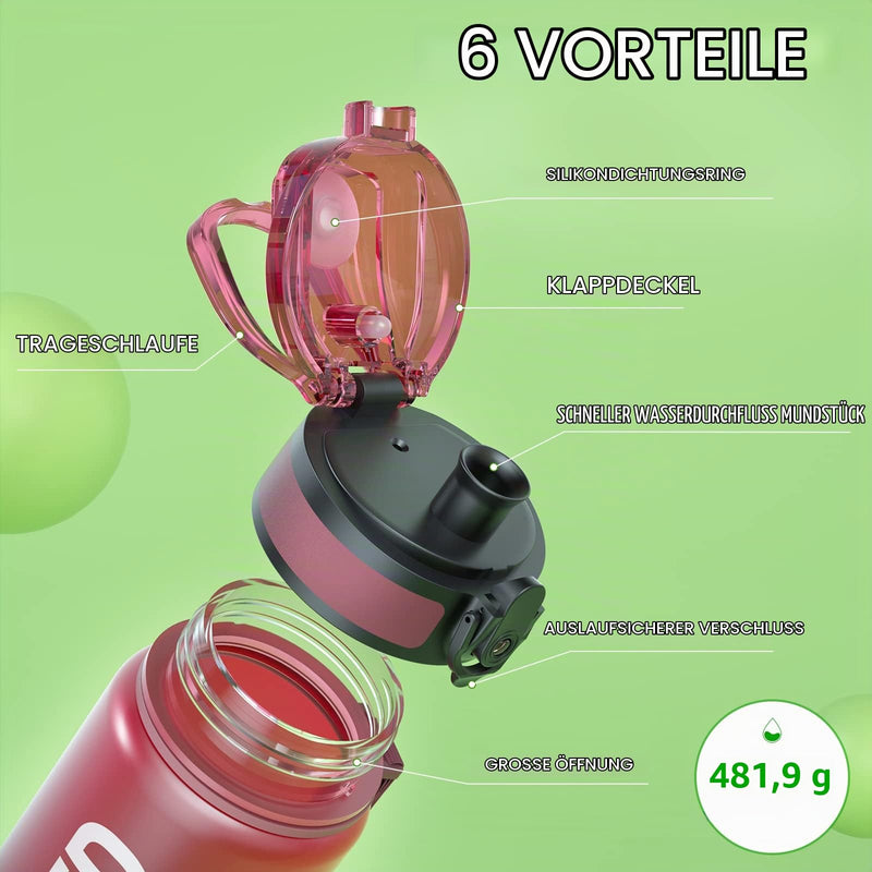 Laden Sie das Bild in Galerie -Viewer, Drinkfles 750 ml BPA-vrij met tijdmarkeringen en lekvrije dop – waterfles – sportfles
