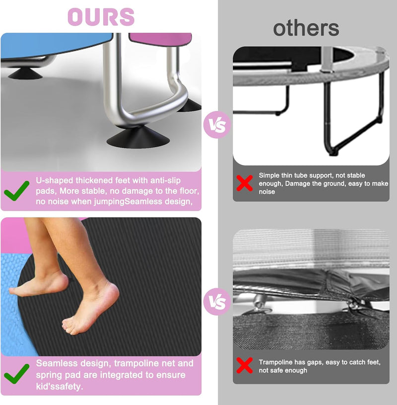Laden Sie das Bild in Galerie -Viewer, Kindertrampoline 150 cm met veiligheidsnet schommel en basketbalmand roze – trampoline – indoor outdoor

