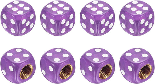 Ventieldoppen 8 stuks dobbelsteen design 14 x 14 mm paars – kunststof bandendoppen – fiets auto accessoires