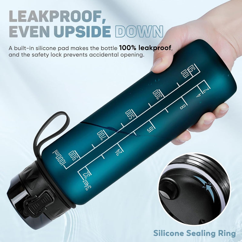 Laden Sie das Bild in Galerie -Viewer, Drinkfles 1 liter BPA-vrij met antislip grip en lekvrije sluiting – waterfles – sportfles

