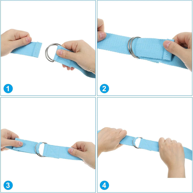 Załaduj obraz do przeglądarki galerii, Yogariemen 6 stuks 180 x 3,8 cm van katoen met D-ring bruin – stretchbanden – yoga pilates accessoires
