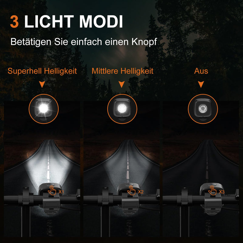 Load image into Gallery viewer, Oplaadbare fietsverlichting set USB-C IPX5 met voor- en achterlicht – fietslamp – LED fietslicht
