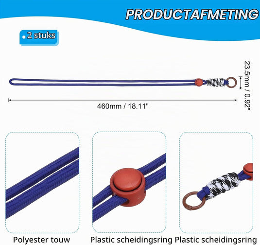 Paracord lanyards 2 stuks met sleutelring en clip – gevlochten sleutelkoord – outdoor accessoires