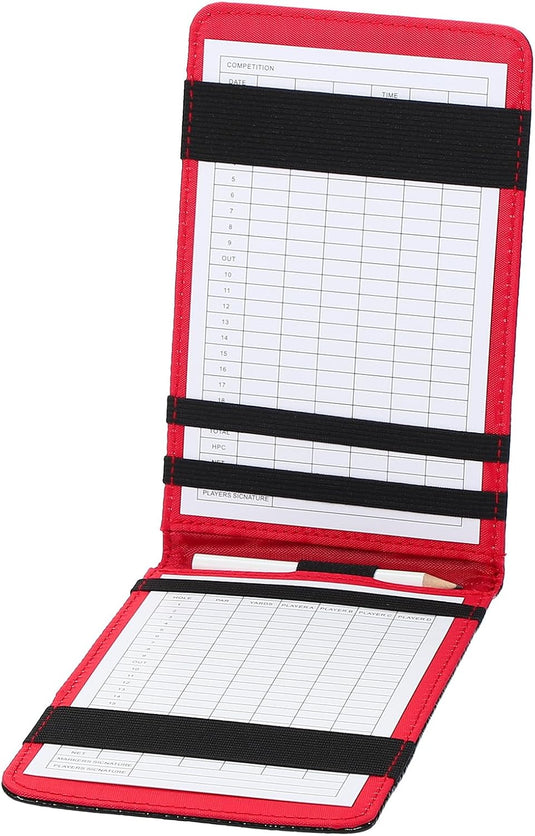 Golf-Scorekartenhalter 18 x 11 cm aus schwarzem PU-Leder – Scorekartenhalter – Golfzubehör
