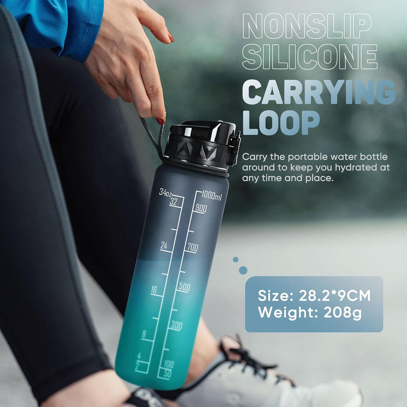 Laden Sie das Bild in Galerie -Viewer, Drinkfles 1 liter BPA-vrij met antislip grip en lekvrije sluiting – waterfles – sportfles
