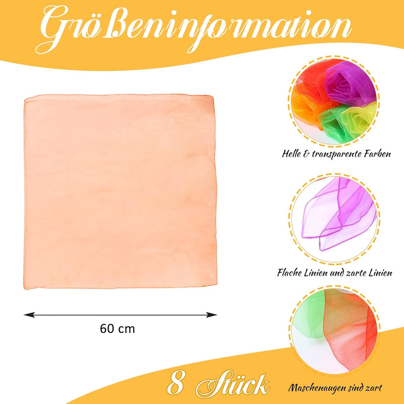 Laad afbeelding in Galerijviewer, jongleerdoeken 60 x 60 cm – oranje dansdoeken voor kinderen, spel en beweging
