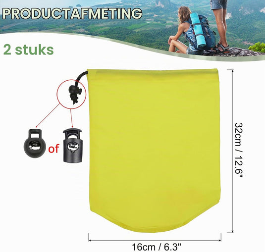 Waterdichte opbergzakken 2 stuks 13 x 25 cm met trekkoord donkergrijs – stuff sacks – camping accessoires