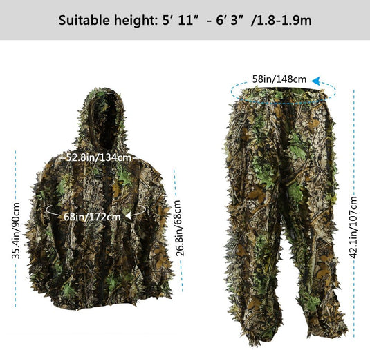 Zicac 3D camouflage kostuum Ghillie jungle ghillie camouflage kostuum Woodland jachtkleding party verduistering
