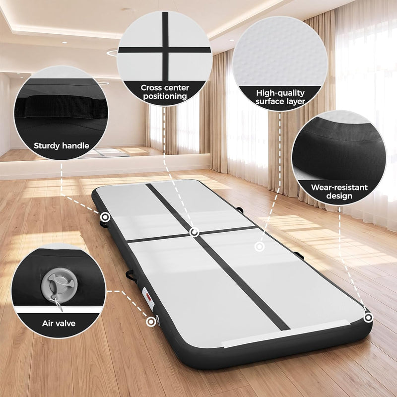 Chargez l'image dans la visionneuse de la galerie, Opblaasbare turnmat 3 m met air roller – 10 cm dik – gymnastiekmat met elektrische pomp voor tumbling en cheerleading

