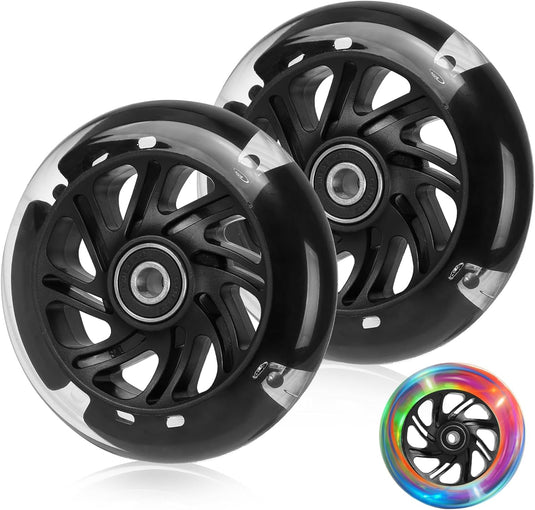 DBREAKS Lichtgevende stuntstep, wielen met ledverlichting, 100 mm, ABEC, 9 kogellagers, hardheid 88A, geschikt voor alle scooters (zwart)
