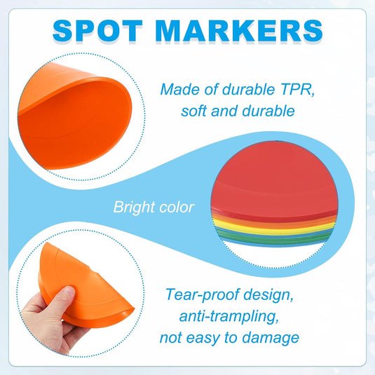 Vloermarkers 10 stuks 15,5 cm antislip wit – platte trainingskegels – voetbal basketbal accessoires