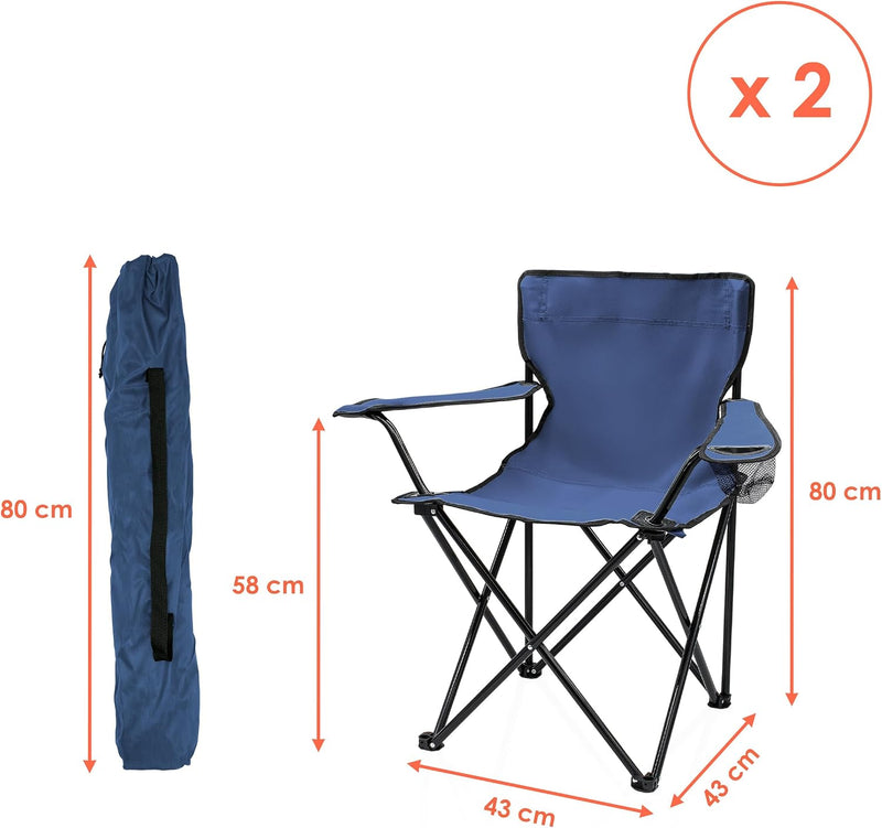 Laden Sie das Bild in Galerie -Viewer, Campingstoelen Opvouwbaar 2 Stuks met Bekerhouder tot 100 kg – Vouwstoel – Kampeerstoel
