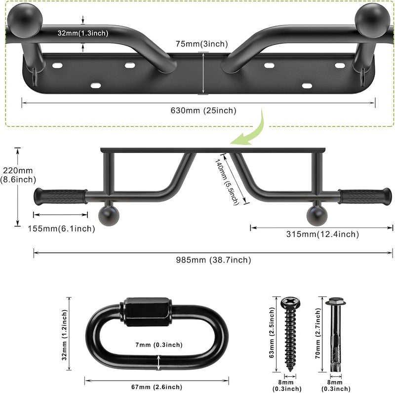 Chargez l'image dans la visionneuse de la galerie, Optrekstang 95 cm voor wand plafond en balk tot 227 kg – pull-up bar – krachttraining
