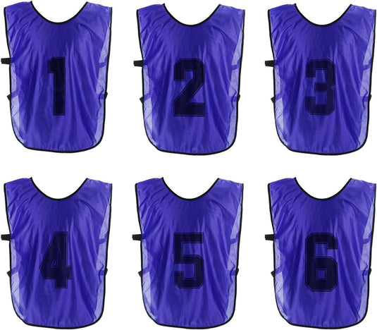 Voetbal trainingshesjes 6 stuks genummerd 1 tot 6 voor volwassenen – teamvesten – sporthesjes
