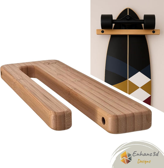 Skateboard wandhouder van bamboe voor skateboard longboard en snowboard – verticale boardhouder