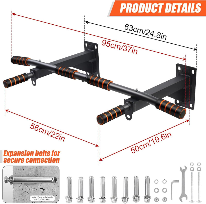 Laad afbeelding in Galerijviewer, Optrekstang voor deurkozijn 50-85 cm zonder boren tot 200 kg – pull-up bar – krachttraining
