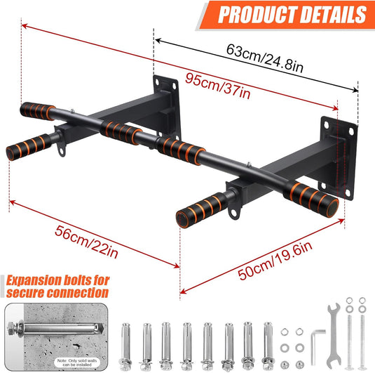 Optrekstang voor deurkozijn 50-85 cm zonder boren tot 200 kg – pull-up bar – krachttraining