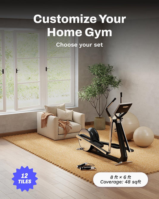 Puzzelmat fitness 12 stuks – 60 x 60 x 1,4 cm – rubber en EVA vloerbescherming voor homegym en fitness – 4,32 m²