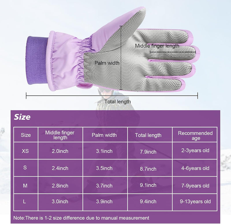 Laad afbeelding in Galerijviewer, Waterdichte skihandschoenen voor kinderen 4-6 jaar violet
