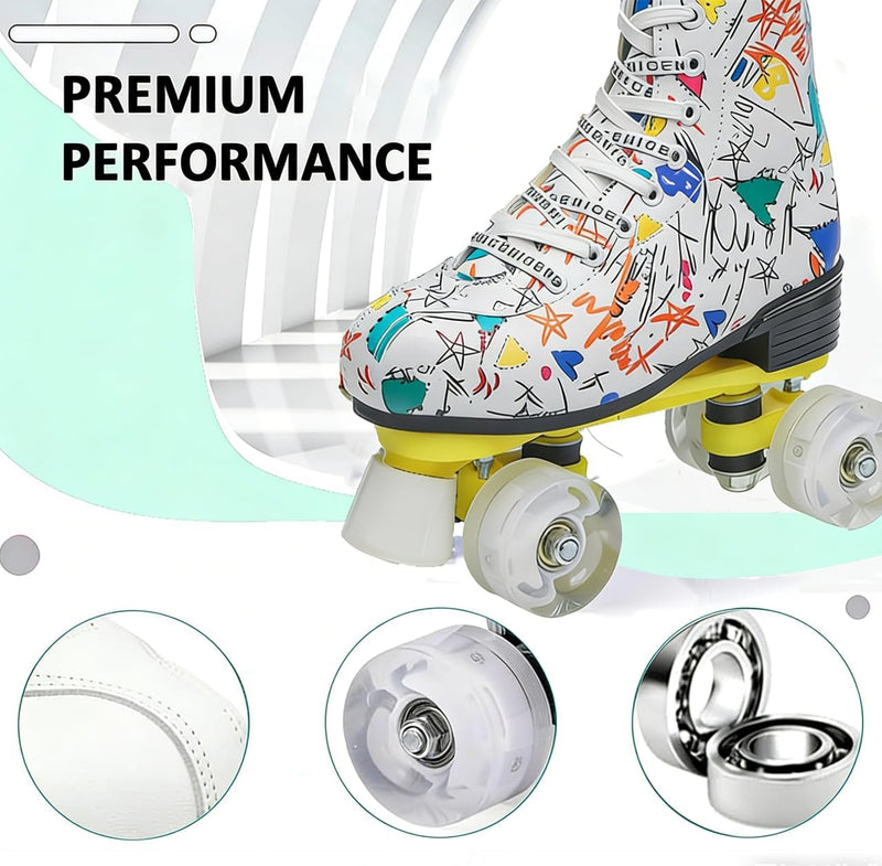 Load image into Gallery viewer, ERNAN Rolschaatsen met 4 wielen, parallelle skates met lichtgevende wielen, klassieke high-top, rolschaatsen voor volwassenen, meisjes, kinderen, beginners, maat 37-43
