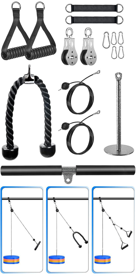 Système de poulies de fitness 3-en-1 avec doubles poulies et capacité de charge de 130 kg - système de poulies - musculation