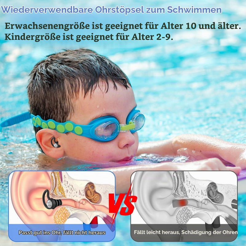 Laden Sie das Bild in Galerie -Viewer, Zwem oordopjes voor volwassenen en kinderen vanaf 10 jaar – waterdichte oordopjes – zwemoordoppen
