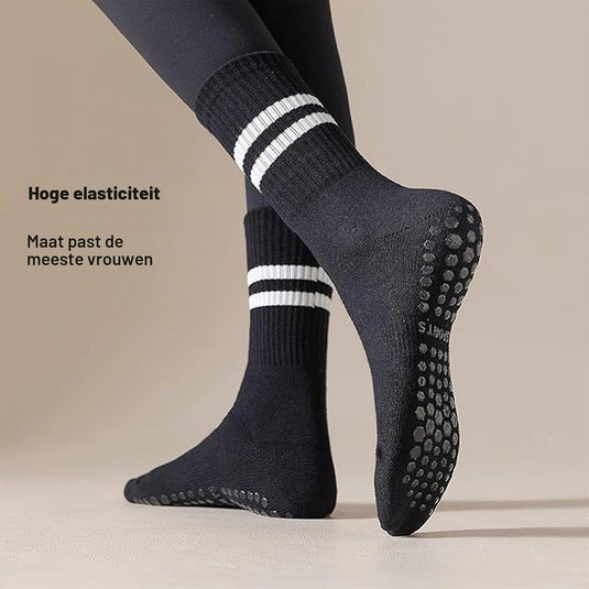 Antislip sokken dames 4 paar maat 35-40 met siliconen grip – yoga pilates trampoline sokken