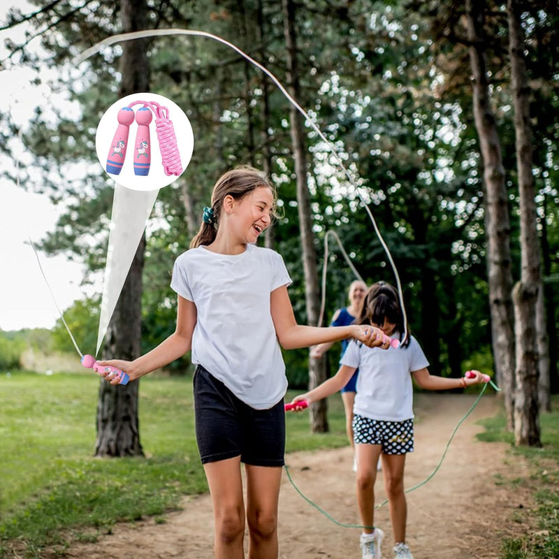 Laad afbeelding in Galerijviewer, Verstelbaar Springtouw voor Kinderen - 2,6 m Katoenen Touw met Houten Handvat - Sport en Touwspringen
