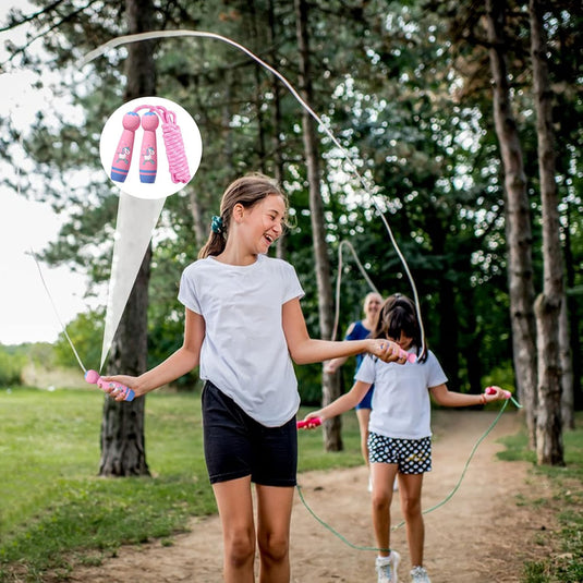 Verstelbaar Springtouw voor Kinderen - 2,6 m Katoenen Touw met Houten Handvat - Sport en Touwspringen