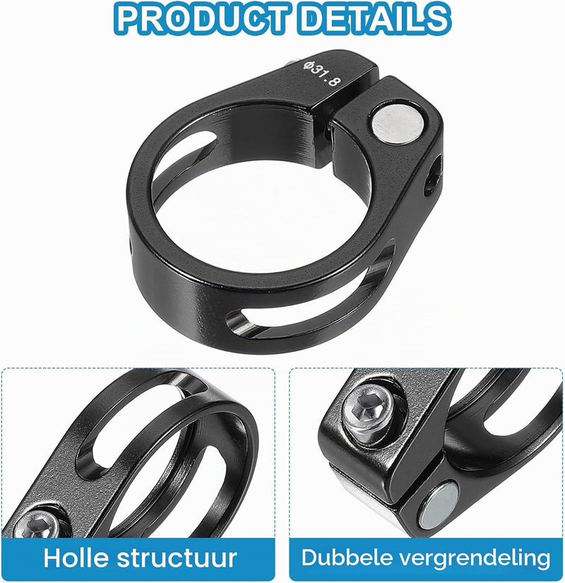 Laden Sie das Bild in Galerie -Viewer, Fiets zadelpenklem 34,9 mm (2 stuks) - Aluminium zitbuis klem - Zadelpen klem mountainbike &amp; racefiets
