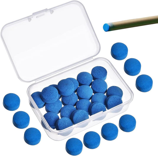 20x Biljartkeu Tips 13 mm – Leren Keu Punten met Opbergdoos – Voor Biljart & Snooker